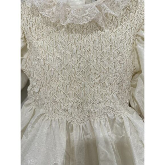 Vintage 1990s Heirloom by Polly Flinders Formal Dress Cream Lace - Girls Size 6 - Picture 10 of 11